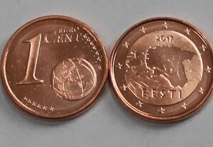Эстония 1 евроцент 2017 год UNC