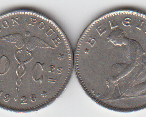 Бельгия 50 сантимов 1928 год VF-XF