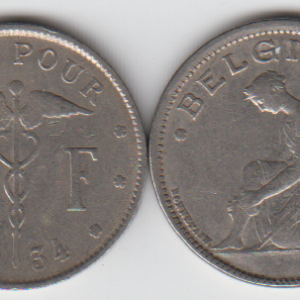Бельгия 1 франк 1934 год VF-XF