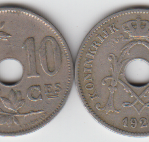 Бельгия 10 сантимов 1926 год VF-XF