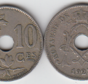 Бельгия 10 сантимов 1923 год VF-XF