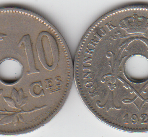 Бельгия 10 сантимов 1927 год VF-XF