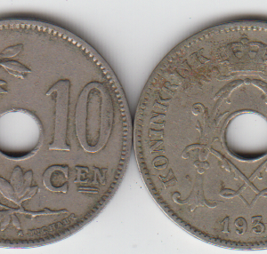 Бельгия 10 сантимов 1930 год VF-XF