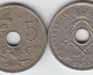 Бельгия 5 сантимов 1931 год VF-XF