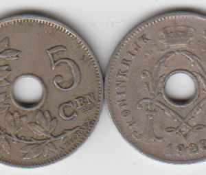 Бельгия 5 сантимов 1928 год VF-XF