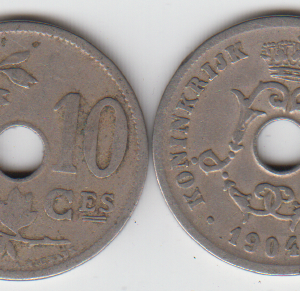 Бельгия 10 сантимов 1904 год VF-XF