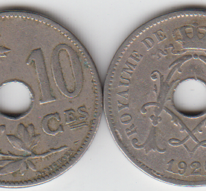 Бельгия 10 сантимов 1920 год VF-XF