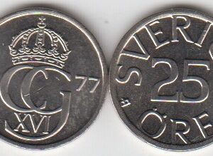 Швеция 25 эре 1977 год UNC