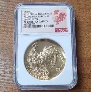 Китай Медаль "Лунная серия. Петух" 2016 год Proof