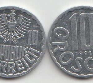 Австрия 10 грошей 1991 год UNC