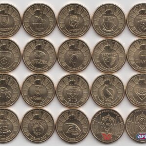 Австралия Набор 20 монет 1 доллар "Австралийская футбольная лига" 2024 год UNC 2 цветные монеты